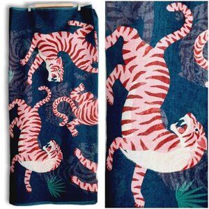 SOCIETY6 Night Race Pink Tiger Sheer Curtain Panel Window Long Light Blue